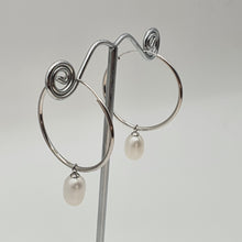 Load image into Gallery viewer, Freshwater Pearl Charm With Hoop Earring, Sterling Silver