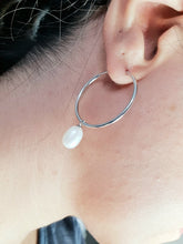 Load image into Gallery viewer, Freshwater Pearl Charm With Hoop Earring, Sterling Silver