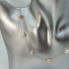 Load image into Gallery viewer, Multi_coloured Freshwater Pearl Station Necklace, Sterling Silver