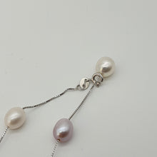 Load image into Gallery viewer, Multi_coloured Freshwater Pearl Station Necklace, Sterling Silver