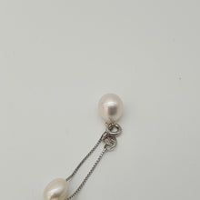 Load image into Gallery viewer, White Freshwater Pearl Station Necklace, Sterling Silver
