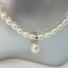 Load image into Gallery viewer, Feshwater Cultured Pearl Strand With Pendant , Sterling Silver Fower Clasp