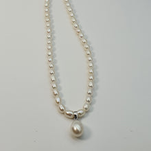 Load image into Gallery viewer, Feshwater Cultured Pearl Strand With Pendant , Sterling Silver Fower Clasp