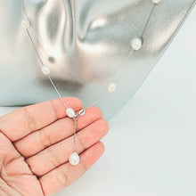 Load image into Gallery viewer, White Freshwater Pearl Station Necklace, Sterling Silver