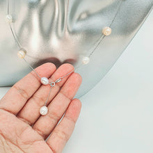 Load image into Gallery viewer, Multi coloured Freshwater Pearl Station Necklace, Sterling Silver