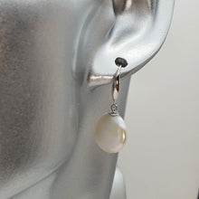 Load image into Gallery viewer, Coin Freshwater Pearl Hook Earrings, Sterling Silver