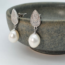 Load image into Gallery viewer, Freshwater Pearl Teardrop Earring, Sterling Silver
