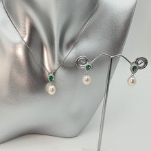 Load image into Gallery viewer, Freshwater Cultured Pearl Green Oval Set, Sterling silver