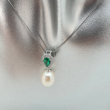 Load image into Gallery viewer, Freshwater Cultured Pearl Green Oval Set, Sterling silver