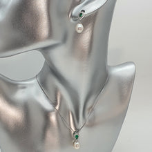 Load image into Gallery viewer, Freshwater Cultured Pearl Green Oval Set, Sterling silver