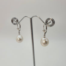 Load image into Gallery viewer, Edison Baroque Pearl Antique Hook Earrings, Sterling Silver