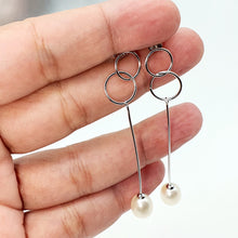 Load image into Gallery viewer, Freshwater Drop Pearl Trendy Earrings, Sterling silver