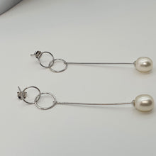 Load image into Gallery viewer, Freshwater Drop Pearl Trendy Earrings, Sterling silver