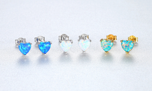 Load image into Gallery viewer, Created Opal Stud Earrings, Sterling Silver