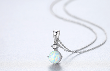 Load image into Gallery viewer, White Created Opal Pendant+ Chain, Sterling Silver