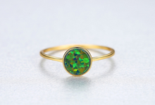 Load image into Gallery viewer, Round Created Opal Ring, Sterling Silver