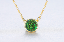 Load image into Gallery viewer, Round Created Opal Necklace, Sterling Silver