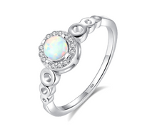Load image into Gallery viewer, White Created Opal Ring, Sterling Silver