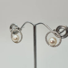 Load image into Gallery viewer, Round Freshwater Pearl Circle of Life Earring, Sterling Silver