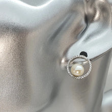 Load image into Gallery viewer, Round Freshwater Pearl Circle of Life Earring, Sterling Silver
