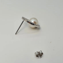 Load image into Gallery viewer, Round Freshwater Pearl Circle of Life Earring, Sterling Silver