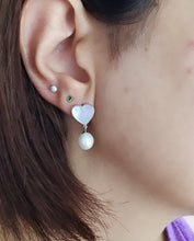 Load image into Gallery viewer, Heart_shape Mother of Pearl & Freshwater Pearl Earrings