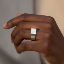 Load image into Gallery viewer, Rectangular Signet Open Ring, Sterling Silver
