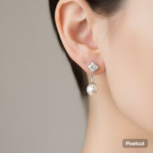 Load image into Gallery viewer, Freshwater Pearl Modern Design Earrings, Sterling Silver
