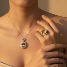 Load image into Gallery viewer, Vintage Style Citrine Gemstone Set, Sterling Silver
