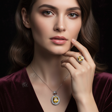 Load image into Gallery viewer, Vintage Style Citrine Gemstone Set, Sterling Silver
