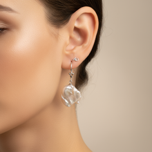 Load image into Gallery viewer, Freshwater Coin Pearl Hook Earrings, Sterling Silver
