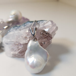 Extra large Baroque pearl set, sterling silver