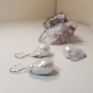 Extra large Baroque pearl set, sterling silver