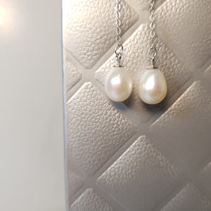 Freshwater Drop Pearl Earrings, sterling silver