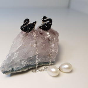 Freshwater Drop Pearl Earrings, sterling silver