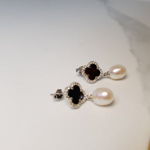 Freshwater drop culured pearl earrings, Sterling Silver