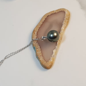 Tahitian Pearl Pendant + Chain, 18K White Gold Chain