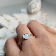 Load image into Gallery viewer, Heart Shape White Created Opal, Sterling Silver
