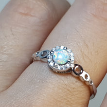 Load image into Gallery viewer, White Created Opal Ring, Sterling Silver
