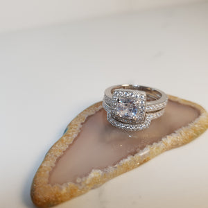 Stacked Engagement Ring, Sterling Silver