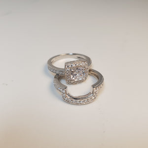 Stacked Engagement Ring, Sterling Silver