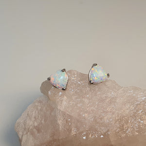 Created Opal Stud Earrings, Sterling Silver