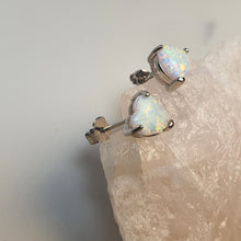 Load image into Gallery viewer, White Created Opal Stud Earrings, Sterling Silver
