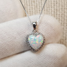 Load image into Gallery viewer, White Created Opal Necklace, Sterling Silver
