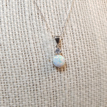 Load image into Gallery viewer, White Created Opal Pendant+ Chain, Sterling Silver
