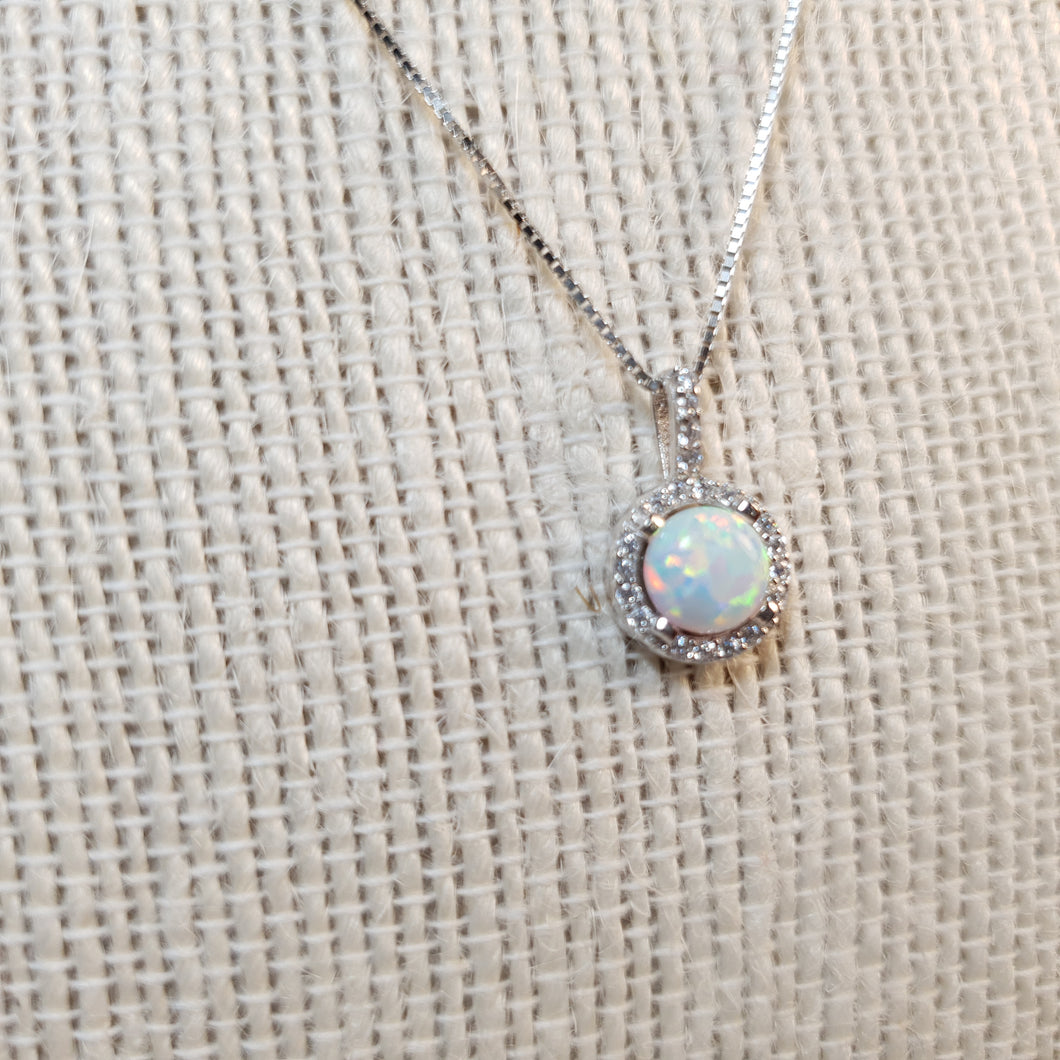 Opal Pendant & Chain, Sterling Silver