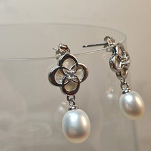 Load image into Gallery viewer, Freshwater Drop Pearl Floral Earring, Sterling Silver
