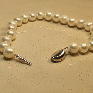 Semi-Round Freshwater Cultured Pearl Bracelet, Sterling Silver