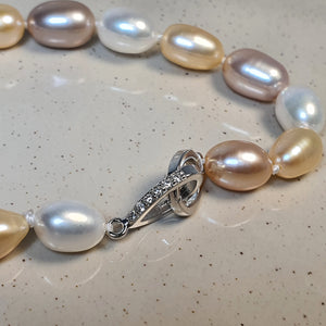 Multi-coloured Freshwater Drop Pearl Bracelet, Sterling Silver