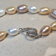 Load image into Gallery viewer, Multi-coloured Freshwater Drop Pearl Bracelet, Sterling Silver
